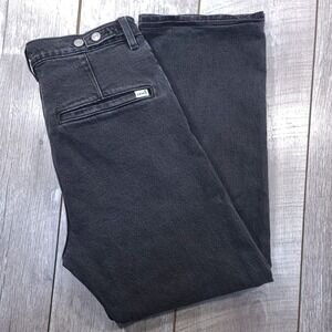 Levi's Ribcage Straight Ankle Jeans Women 28 Black High Rise Button Fly Denim